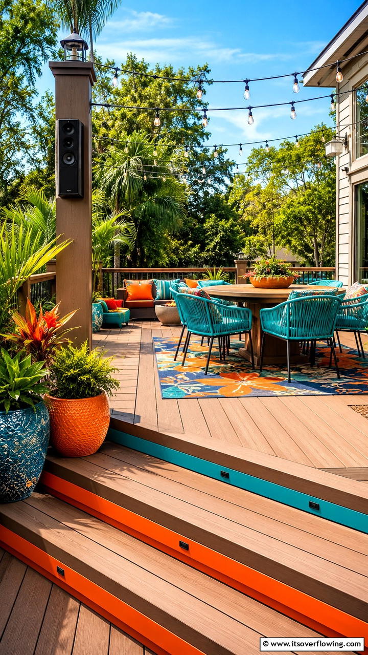Vibrant Social Space Composite Deck - 30 Composite Deck Ideas- Stylish and Durable Outdoor Designs