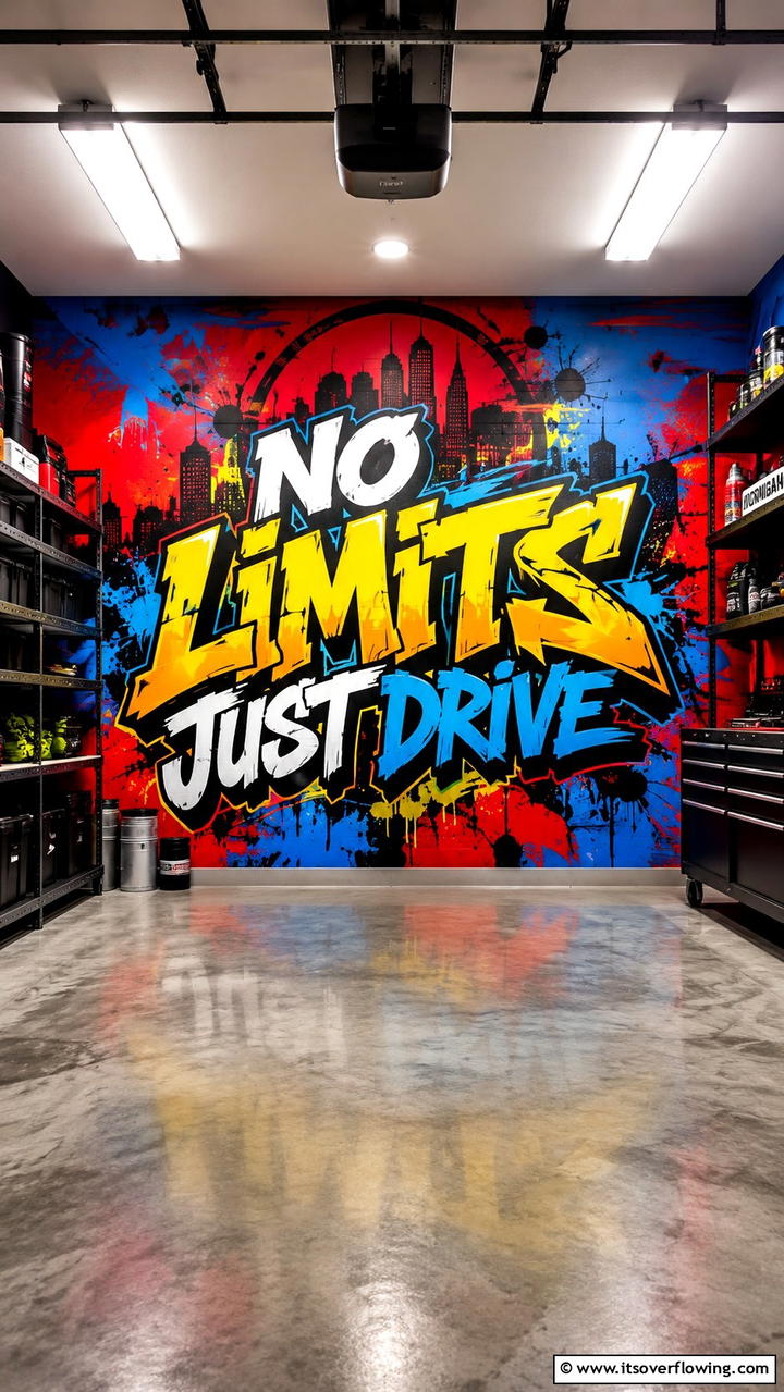 Vibrant Statement Murals - 30 Garage Wall Ideas for Organized, Functional Spaces