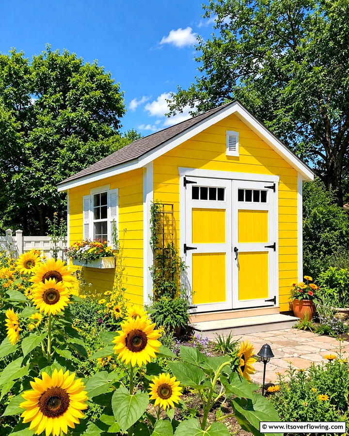 Vibrant Sunshine Yellow - 25 Shed Color Ideas to Brighten Your Outdoor Space