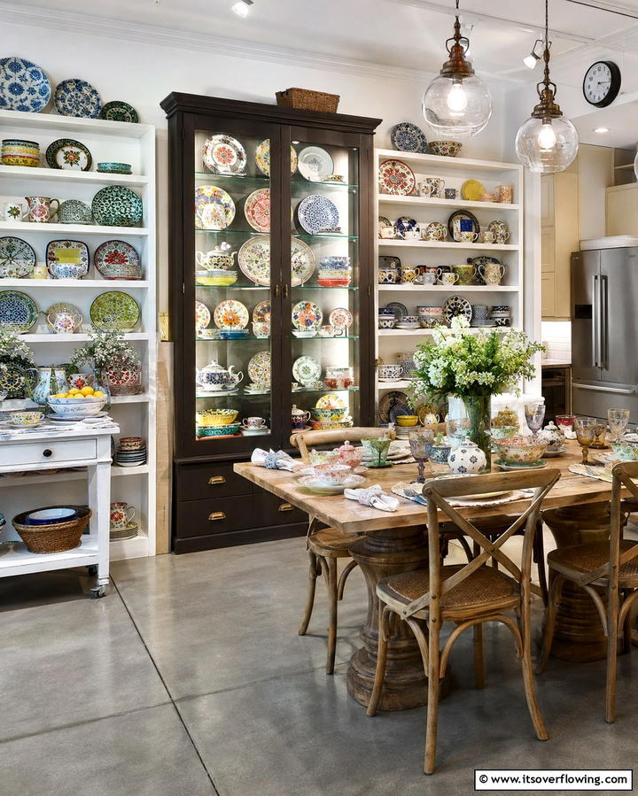 Vibrant Tableware Displays - 25 Maximalist Kitchen Decor Ideas for Bold Spaces