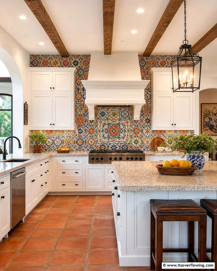 Vibrant Talavera Tile Backsplash - 25 Mexican Kitchen Ideas for a Vibrant and Authentic Space