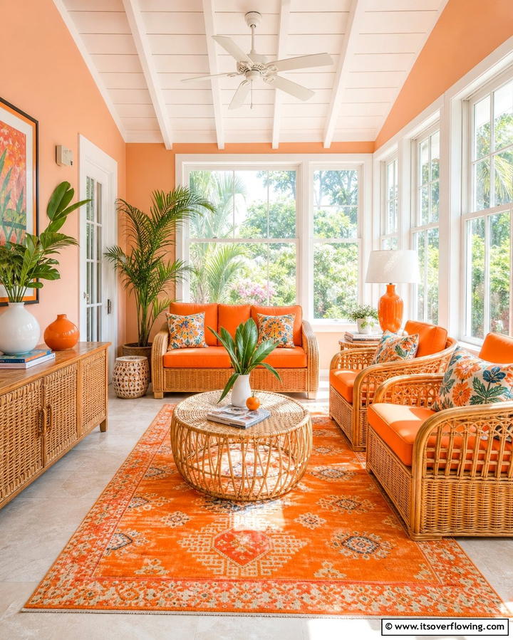 Vibrant Tangerine Sunroom - 25 Monochromatic Color Schemes for Rooms