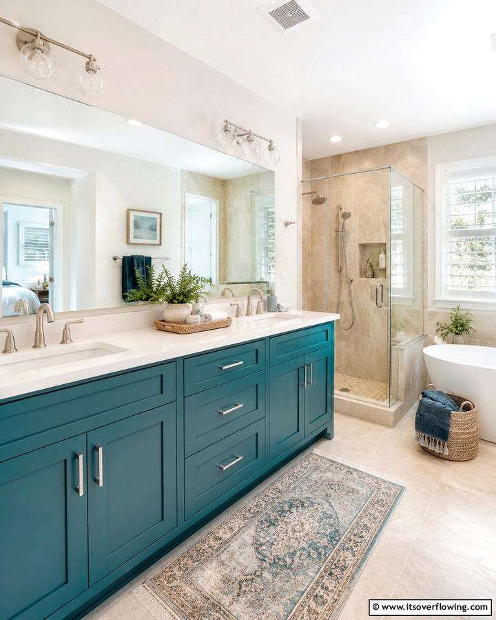 Vibrant Teal Cabinets - 25 Bathroom Cabinet Color Ideas for a Fresh Look