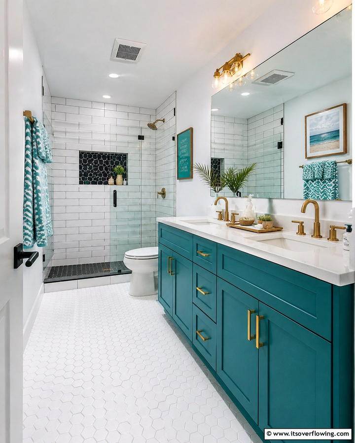 Vibrant Teal Pop - 25 Bathroom Cabinet Color Ideas for a Fresh Look