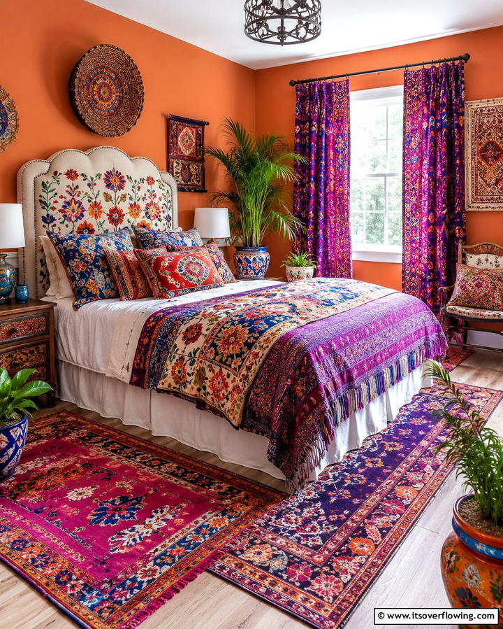 Vibrant Textile Accents - 30 Eclectic Boho Decor Ideas for a Free-Spirited Home Vibe