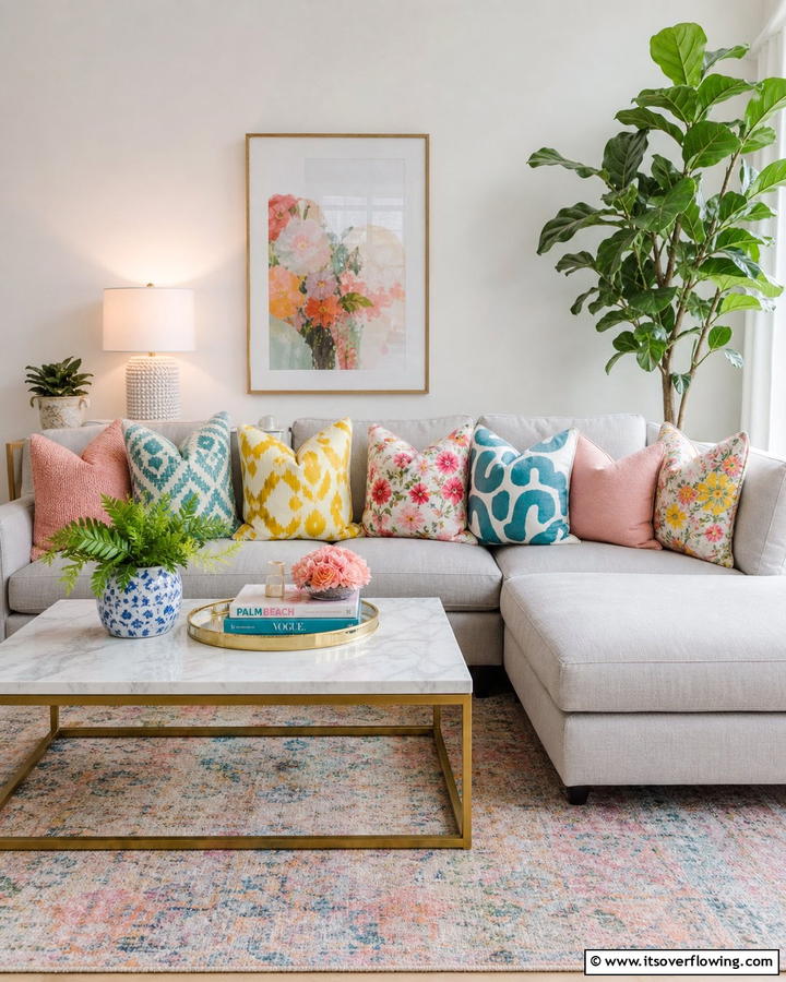 Vibrant Throw Pillows - 21 Spring Home Decor Ideas to Refresh Living Spaces