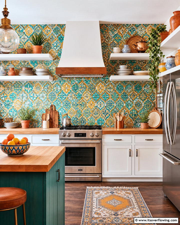 Vibrant Tile Backsplashes - 25 Boho Kitchen Ideas for a Cozy and Eclectic Vibe