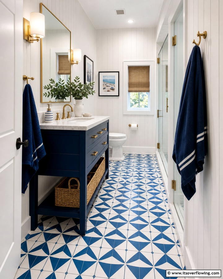 Vibrant Tile Patterns - 25 Hallway Bathroom Ideas to Maximize Small Spaces