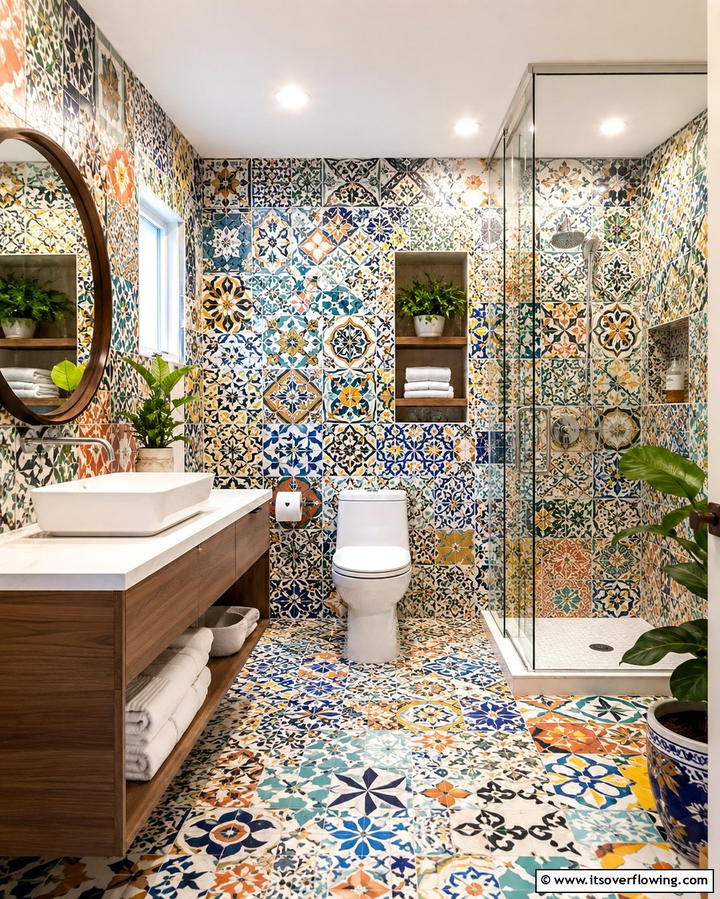 Vibrant Tiled Walls - 25 Eclectic Bathroom Ideas for a Unique and Personalized Space