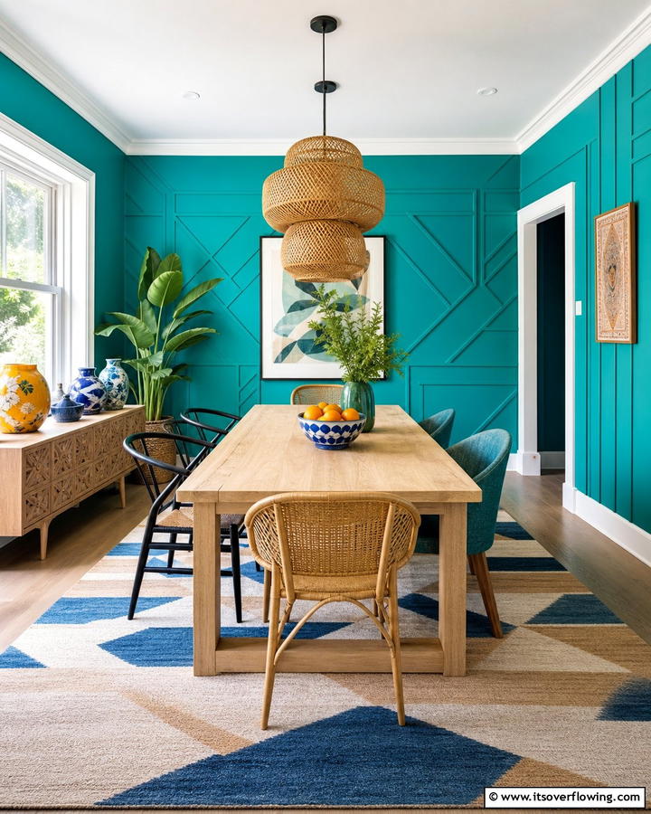 Vibrant Turquoise Energy - 21 Dining Room Paint Colors for a Cozy Atmosphere