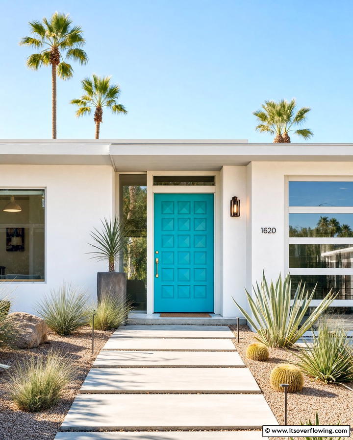 Vibrant Turquoise - 30 Retro Mid-Century Front Door Colors to Boost Curb Appeal