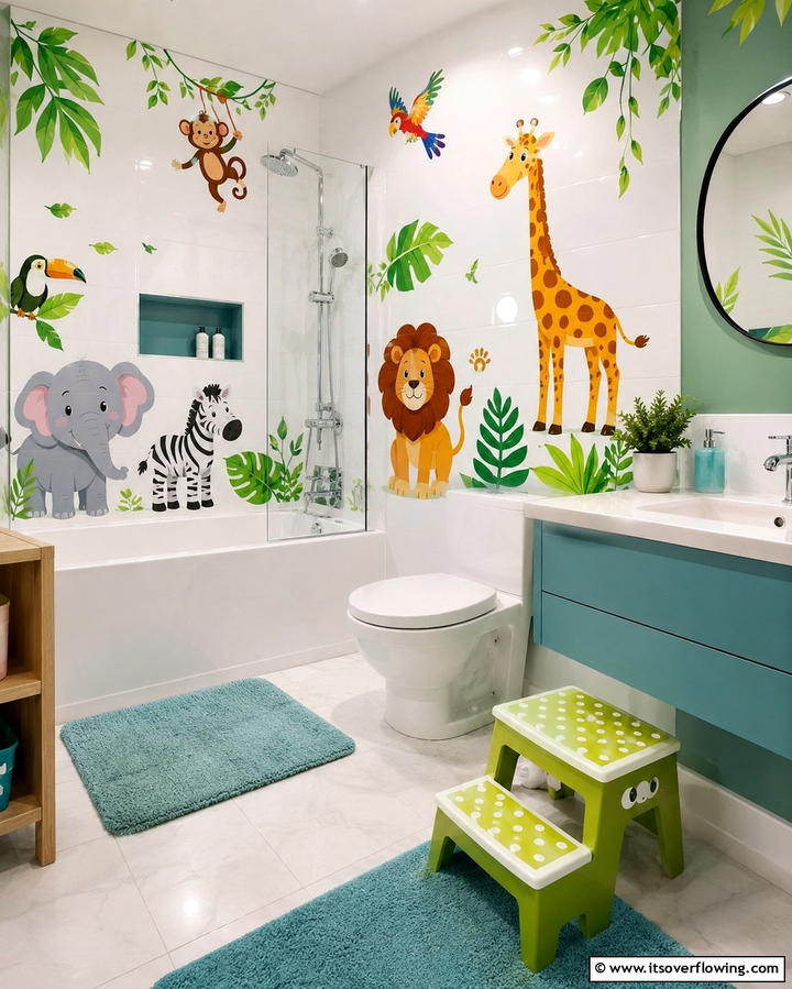 Vibrant Wall Decals for a Playful Touch - 25 Kids Bathroom Ideas for Fun and Functionality