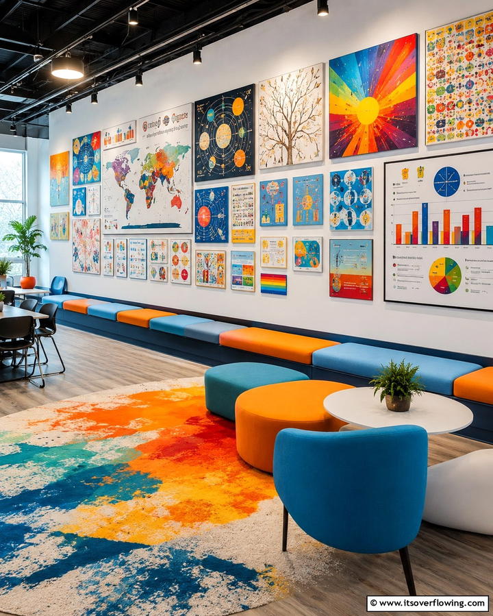 Vibrant Wall Display - 30 Homeschool Room Ideas- Functional Learning Spaces at Home