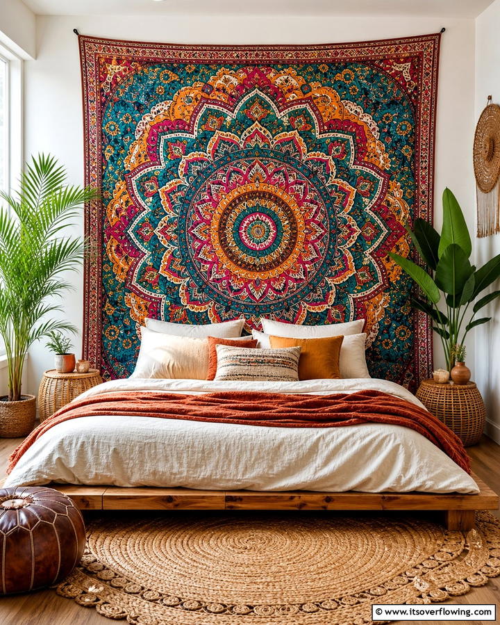 Vibrant Wall Tapestries - 25 Colorful Boho Bedroom Ideas for a Cozy Retreat