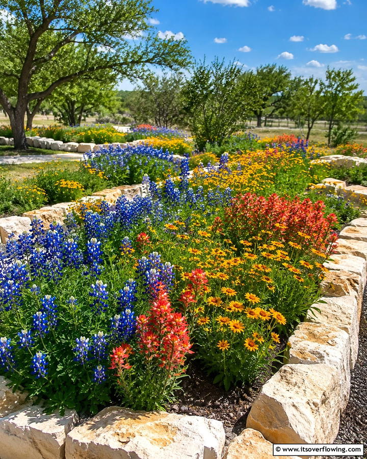 Vibrant Wildflower Oasis - 25 Front Yard Texas Flower Bed Ideas for a Stunning Look