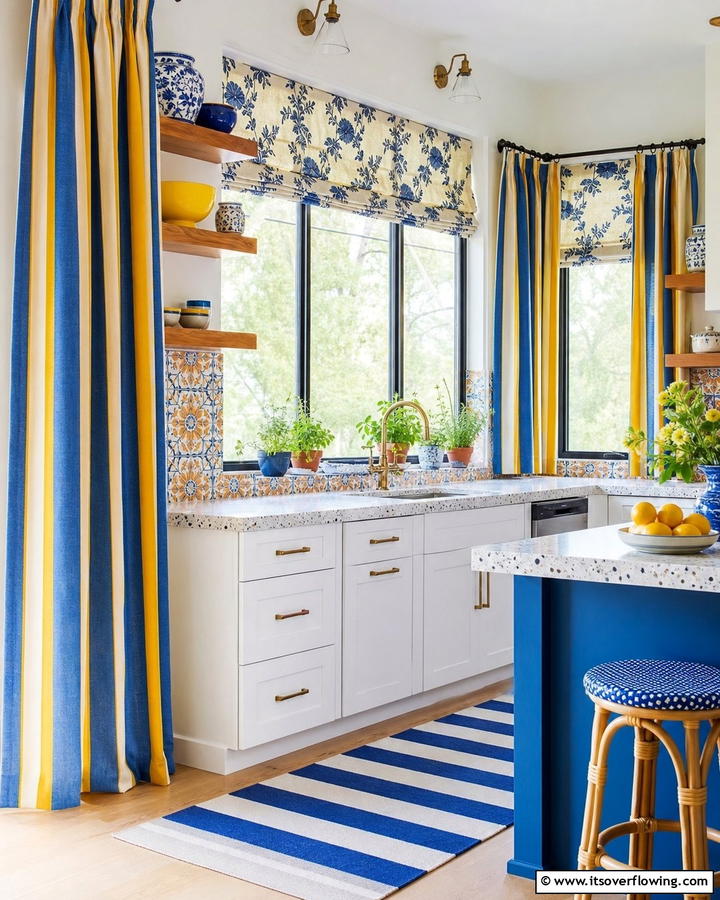 Vibrant Window Treatments - 21 Colorful Kitchen Ideas to Energize Your Cooking Space