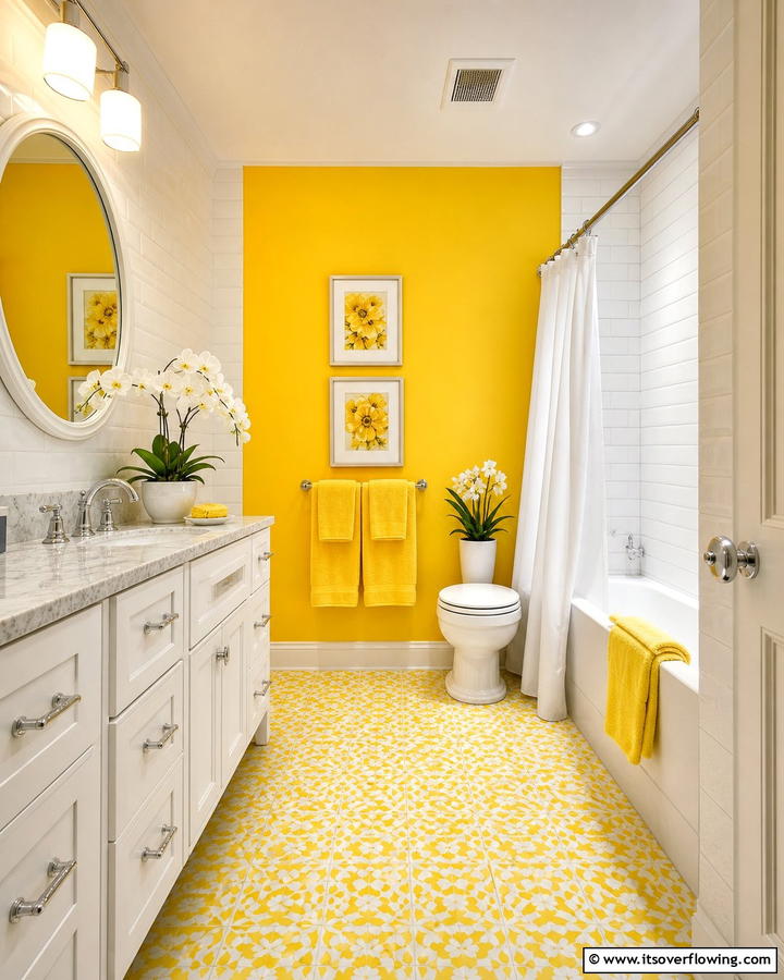 Vibrant Yellow Spark - 21 Bathroom Color Ideas to Refresh Your Space with Vibrant Hues