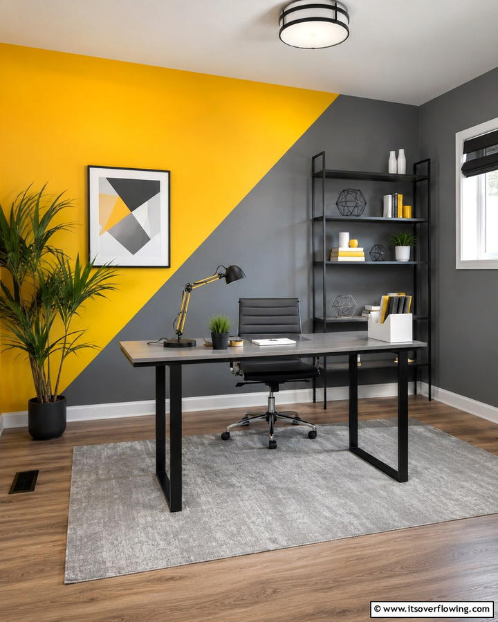 Vibrant Yellow and Cool Gray - 30 Two-Tone Wall Paint Ideas to Elevate Your Interior Design