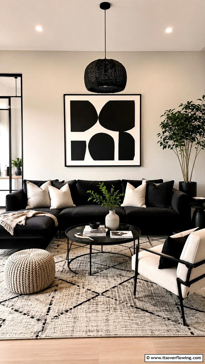 Vibrant Yet Neutral Essence - 30 Black & Beige Living Room Ideas for Modern Contrast