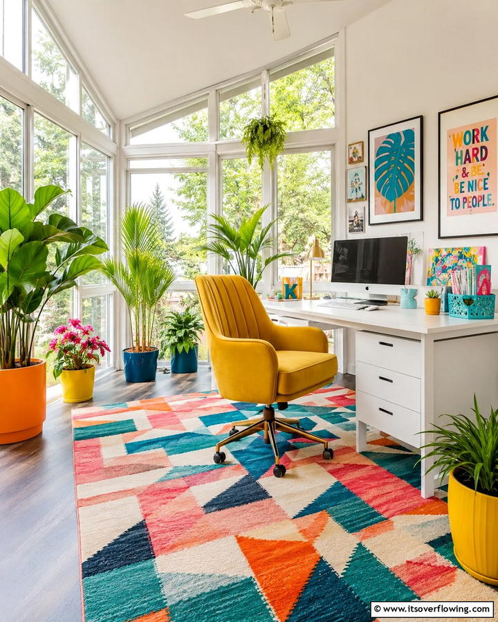 Vibrant and Bold - 20 Sunroom Office Ideas for a Productive Workspace
