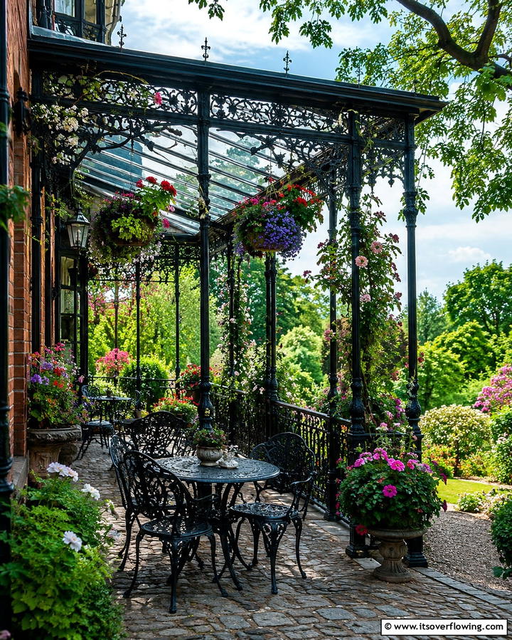 Victorian Inspired Ironwork - 25 Attached Covered Patio Ideas for Year-Round Use