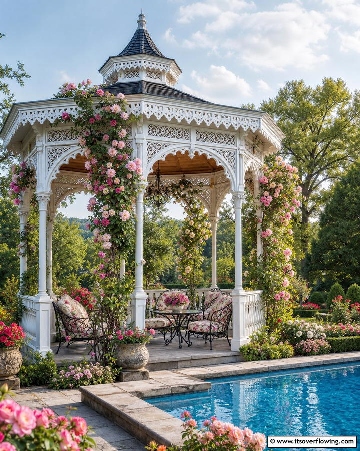 Victorian Inspired Pool Gazebo - 20 Pool Gazebo Ideas for a Stunning Backyard Oasis