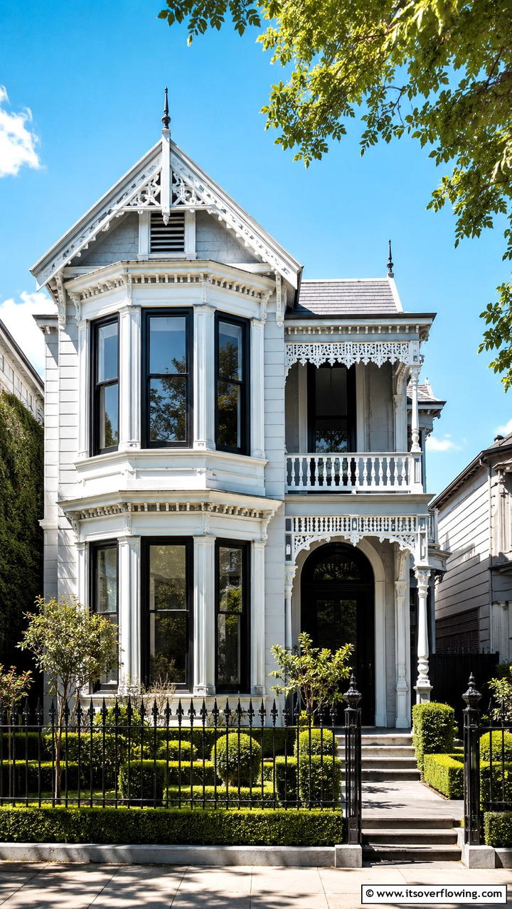 Victorian Revival with Black Window Frames - 30 Modern House Designs With Black Windows Inspiration