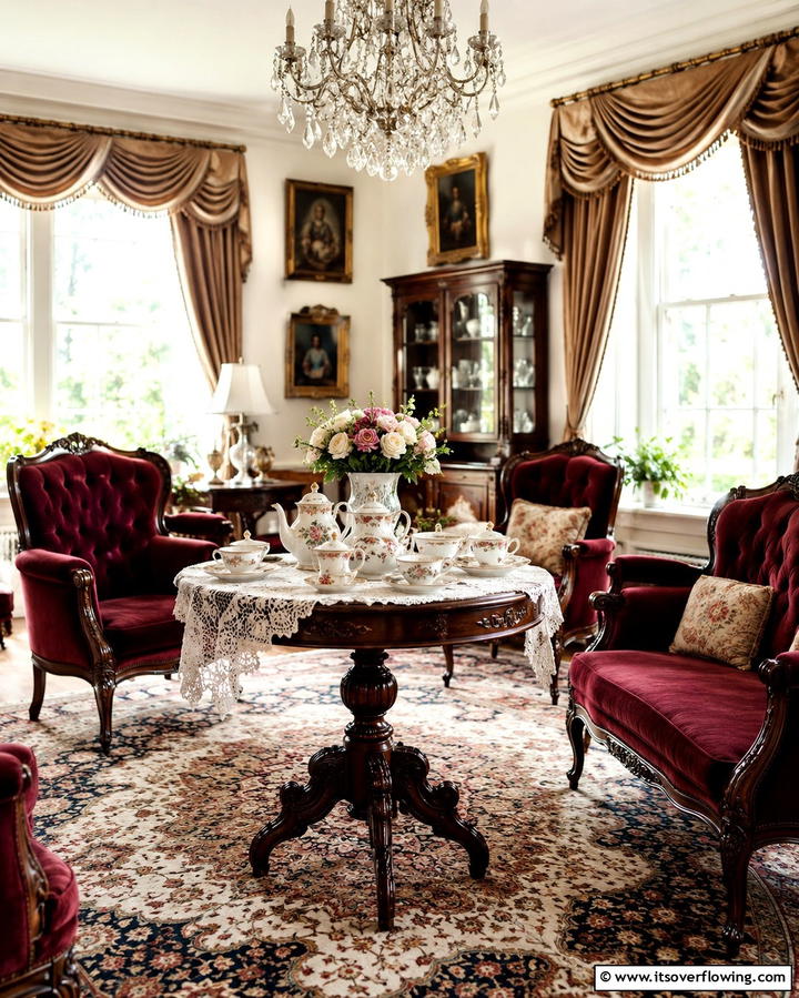 Victorian Tea Table - 25 Victorian Sunroom Ideas for a Bright Retreat