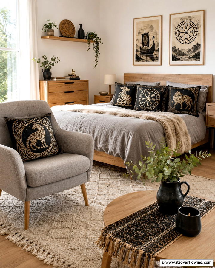 Viking Inspired Pillows - 25 Viking Bedroom Ideas for a Bold and Rustic Look