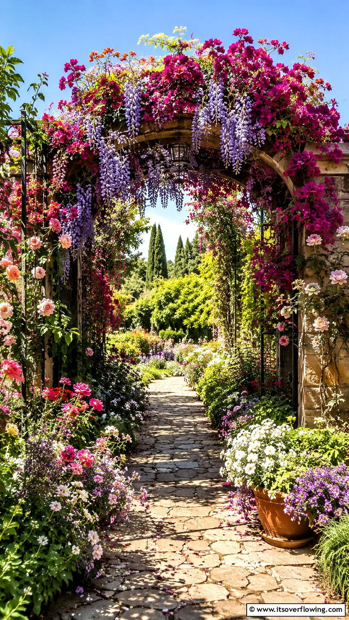 Vine covered Arbor Wall - 30 Garden Wall Ideas for Vertical Planting and Privacy Screens
