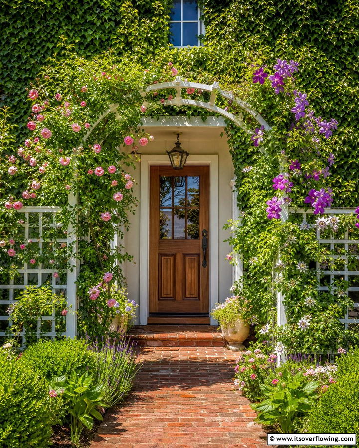 Vining Trellis Accents - 21 Front Door Plants for a Welcoming and Lush Entryway