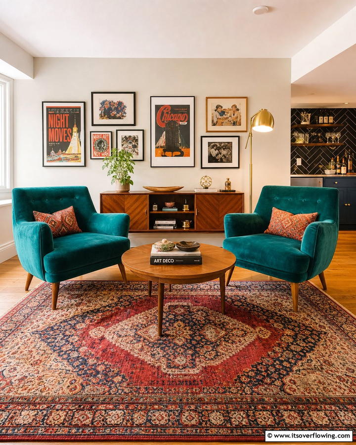 Vintage Accent Chairs - 30 Basement Furniture Ideas for Functional Living Spaces