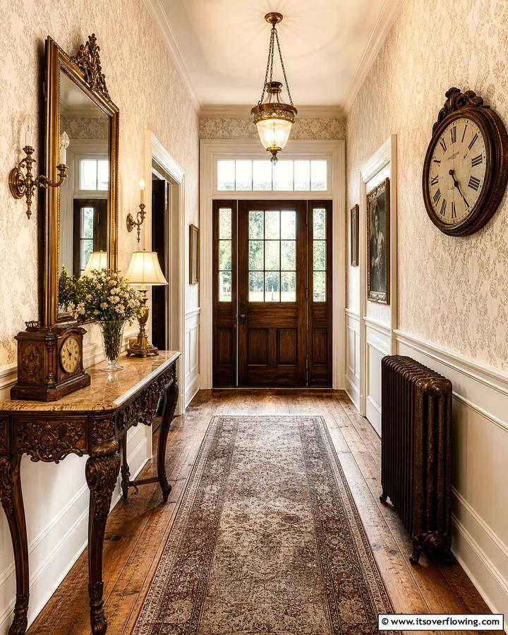 Vintage Accents Display - 21 Foyer Decor Ideas to Elevate Your Entryway’s First Impression