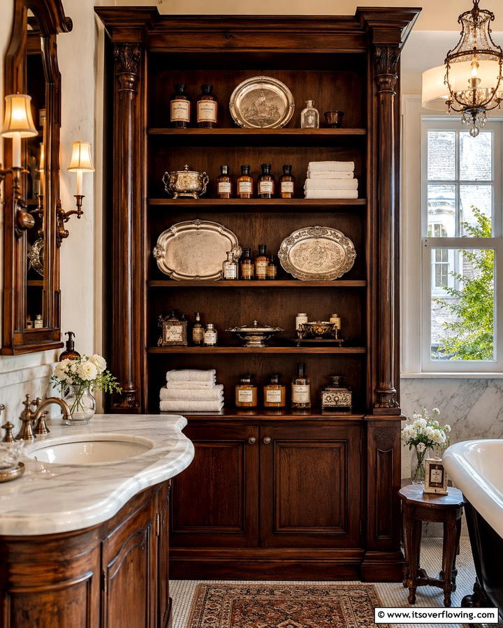 Vintage Accessories - 25 Gothic Bathroom Ideas for a Dramatic and Stylish Space