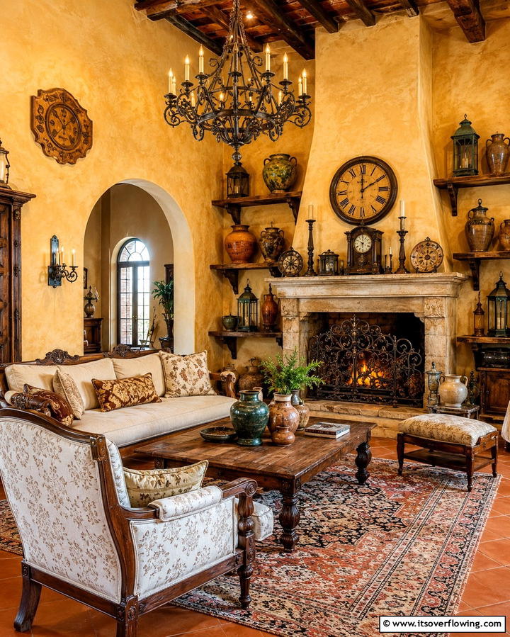 Vintage Accessories - 20 Tuscan Living Room Ideas for a Cozy Feel
