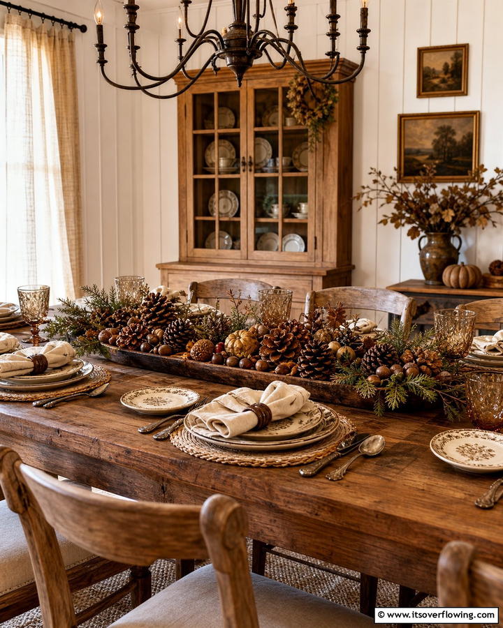 Vintage Acorn and Pinecone Decor - 21 Festive Thanksgiving Table Decor Ideas for Family Gatherings