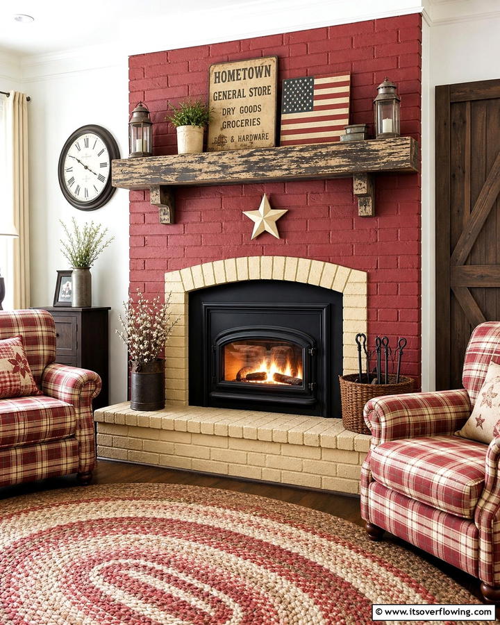 Vintage Americana Appeal - 21 Painted Brick Fireplace Makeovers for Modern Interiors