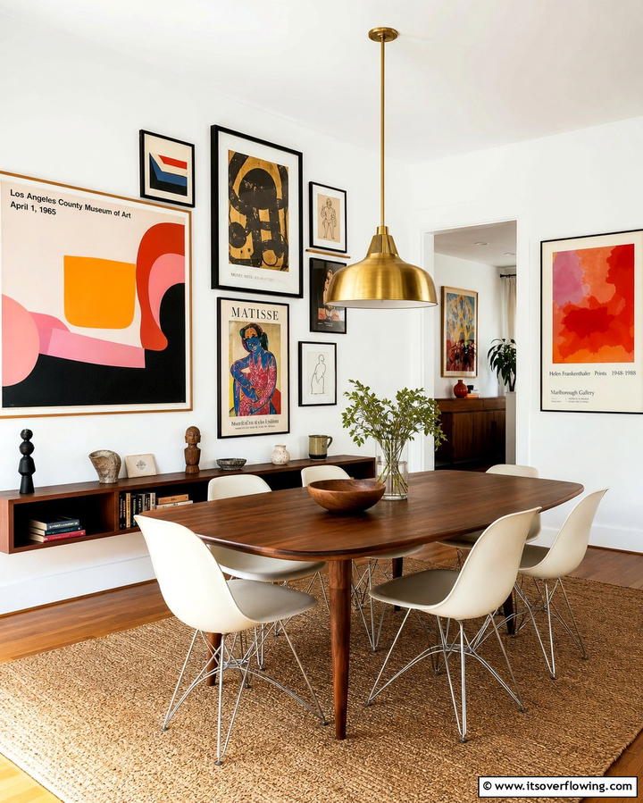 Vintage Art Display - 30 Mid-Century Modern Dining Rooms with Timeless Design