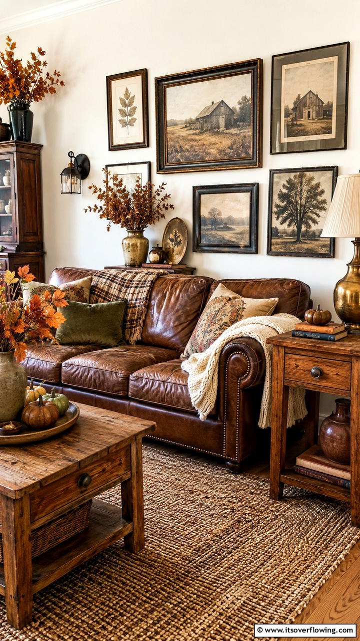 Vintage Autumn Finds - 30 Cozy Fall Living Room Ideas to Embrace Autumn Vibes