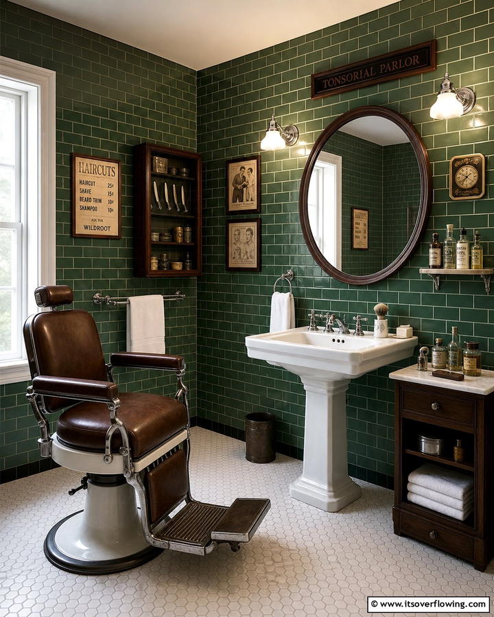 Vintage Barber Shop Vibes - 25 Man Cave Bathroom Ideas for a Unique Space