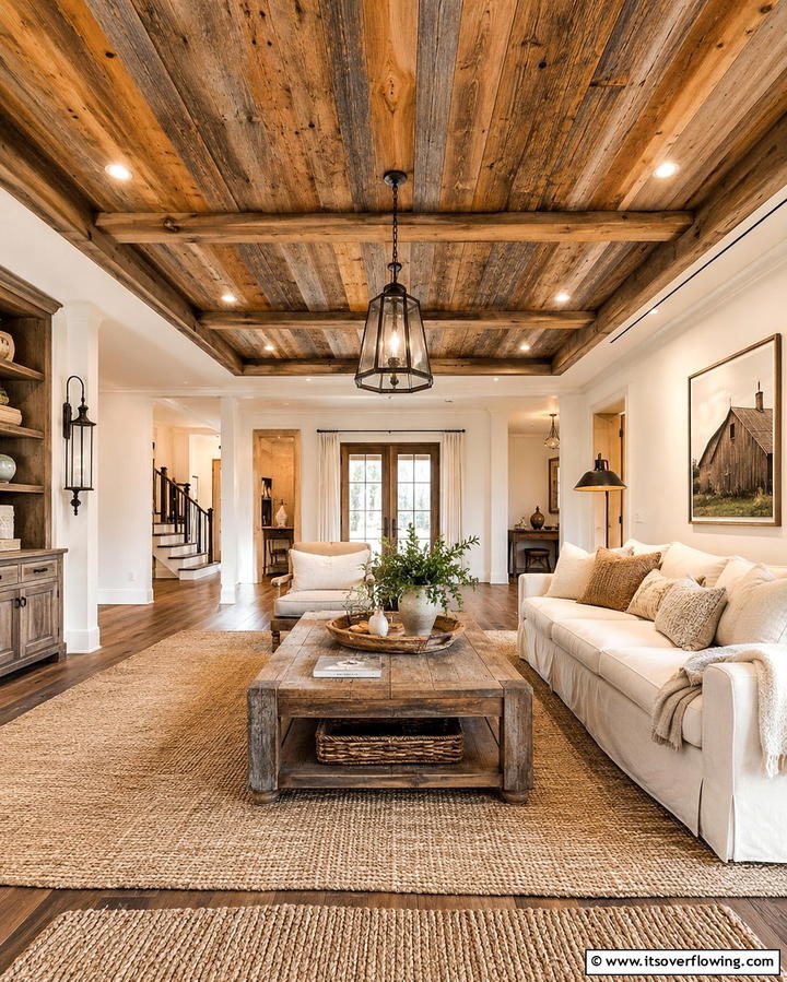 Vintage Barn Wood Accents - 30 Rustic Ceiling Ideas to Add Warmth to Any Room
