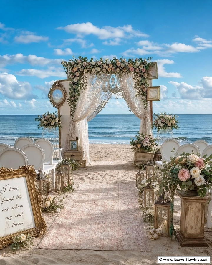 Vintage Beach Glamour - 21 Beach Wedding Ideas for a Sun-Kissed Ceremony by the Ocean
