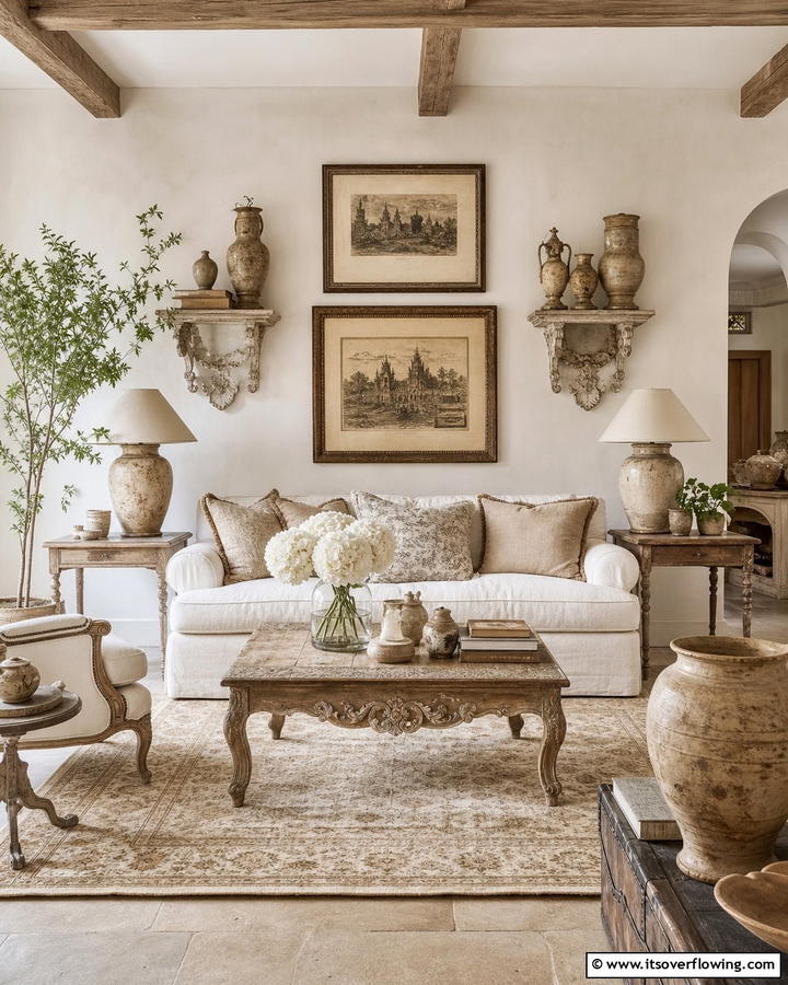 Vintage Beige Accessories - 21 Elegant Beige Living Room Ideas for Timeless Comfort