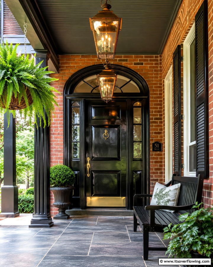 Vintage Black Door Accent - 30 Farmhouse Front Door Ideas for Curb Appeal