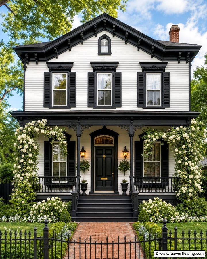 Vintage Black and White Charm - 21 Striking Black & White House Exterior Design Concepts