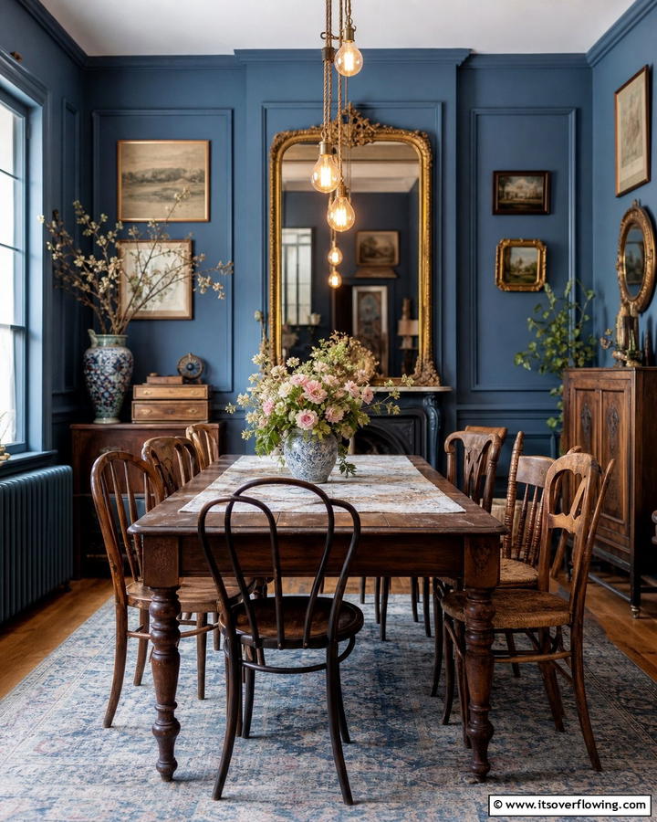 Vintage Blue Charm - 21 Blue Dining Room Ideas for Calm Entertaining Spaces