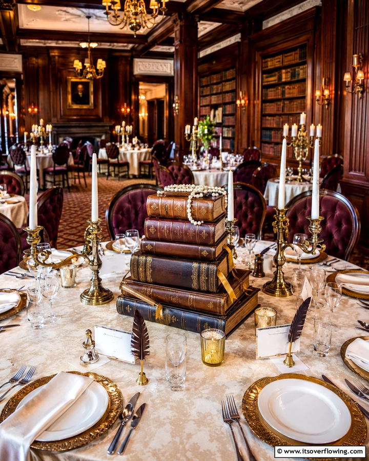Vintage Book Arrangement - 30 Unique Non-Floral Wedding Centerpiece Ideas