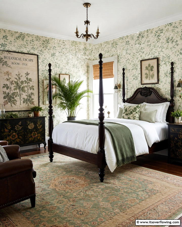 Vintage Botanical Escape - 30 Charming Cottage Bedroom Decor Ideas for a Rustic Retreat