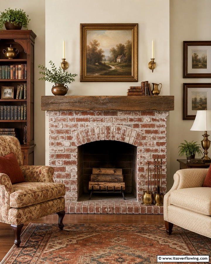 Vintage Brick Faux Fireplace - 30 Faux Fireplace Ideas to Add Warmth Anywhere