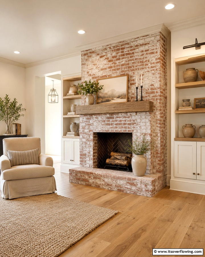 Vintage Brick Revival - 30 Fireplace Paint Color Ideas for a Fresh Update